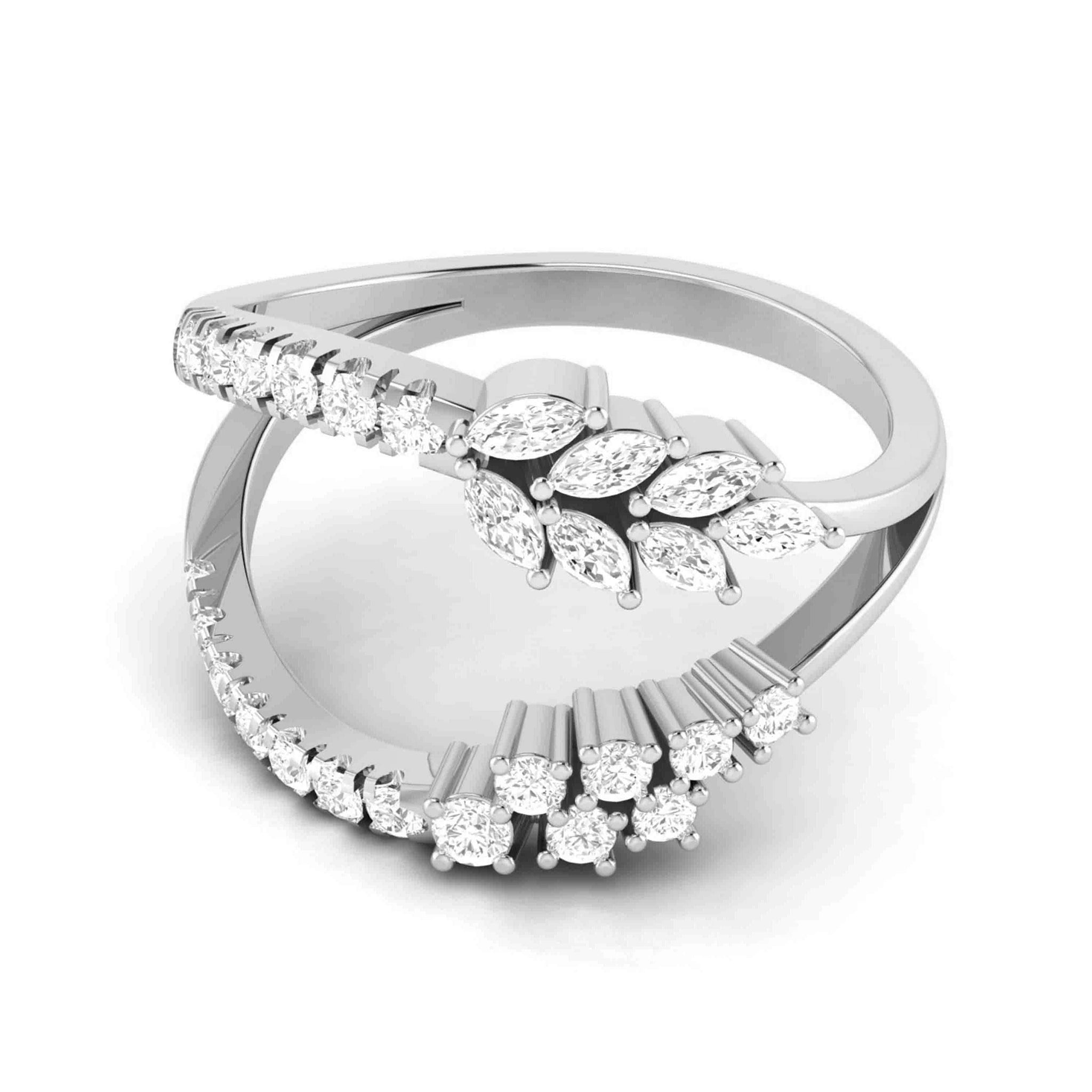 Jewelove™ Rings VS GH / Women's Band only Platinum Ring Pear Marquise with Diamonds for Women JL PT DM 0035