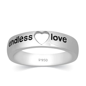 Jewelove™ Rings Platinum Ring with Heart Endless Love Black Engraving JL PT 337