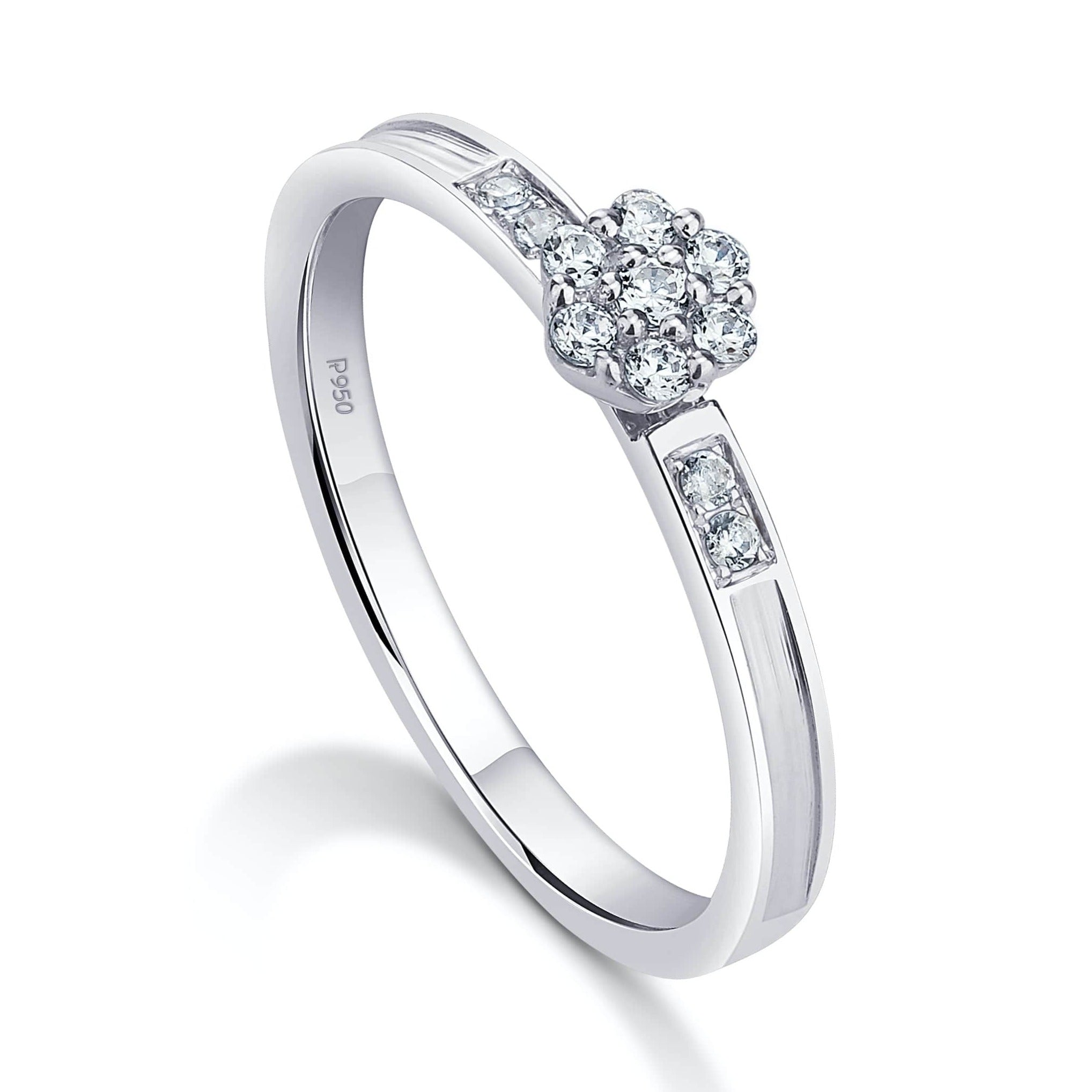 Jewelove™ Rings SI IJ / Women's Band only Platinum Ring with Pressure Setting Diamonds JL PT 1216