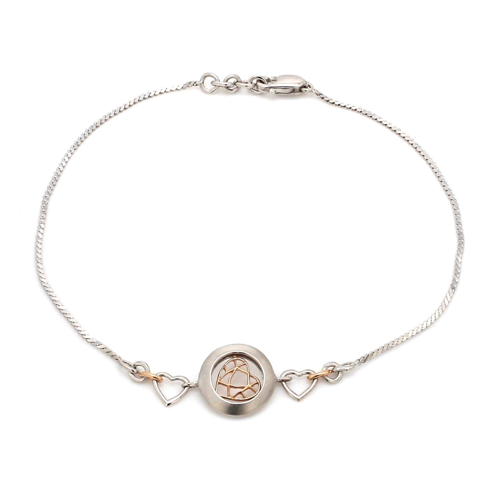 Jewelove™ Bangles & Bracelets Platinum Rose Gold Heart Bracelet for Women JL PTB 745