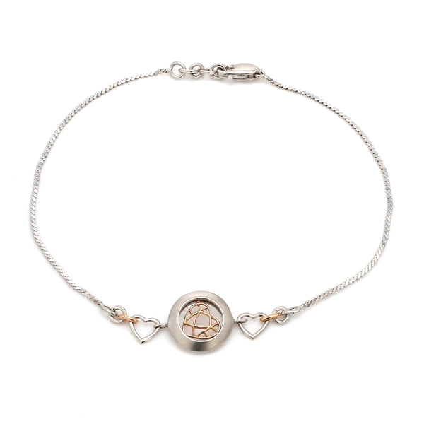 Jewelove™ Bangles & Bracelets Platinum Rose Gold Heart Bracelet for Women JL PTB 745