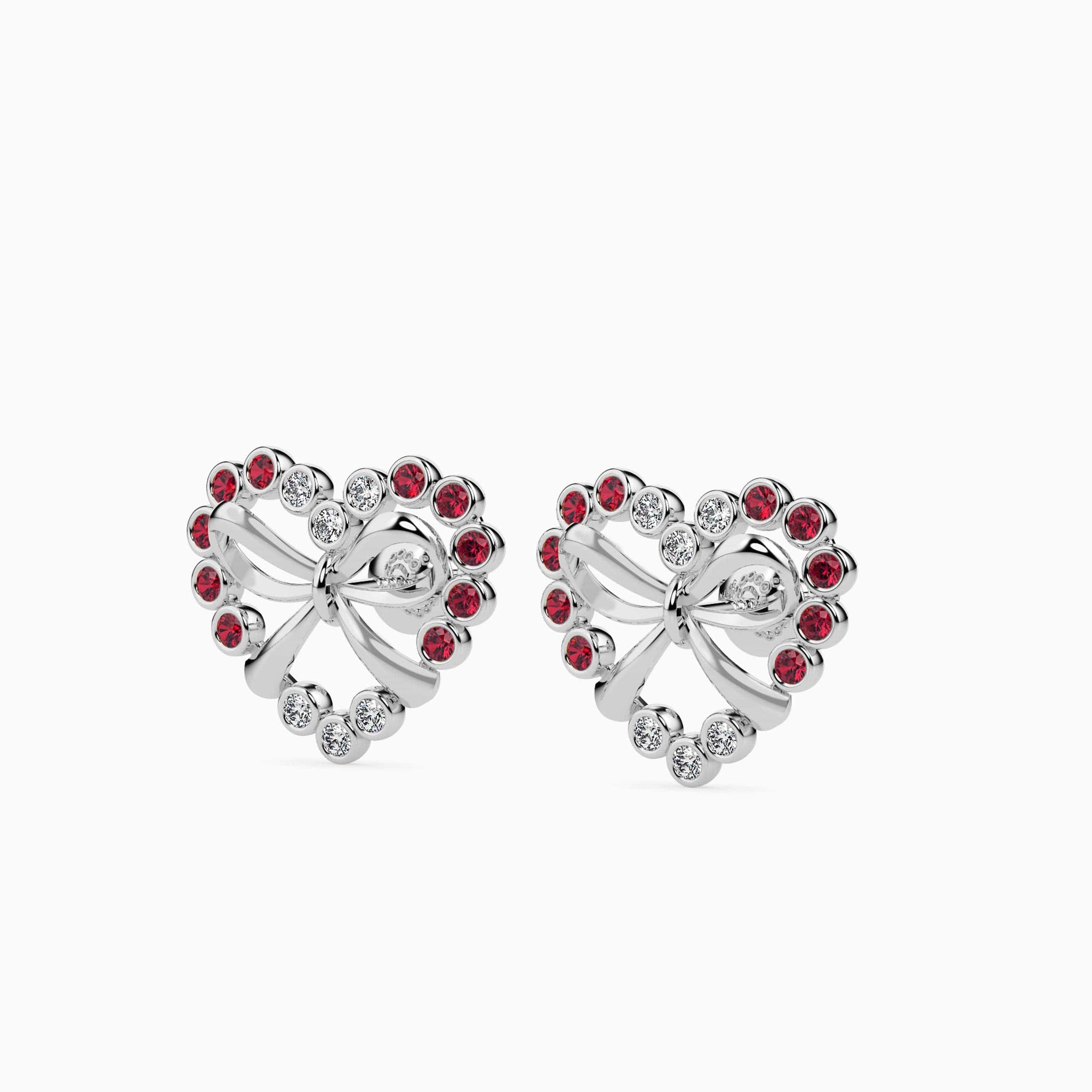 Jewelove™ Earrings Platinum Ruby & Diamond Heart Earrings JL PT E 18026