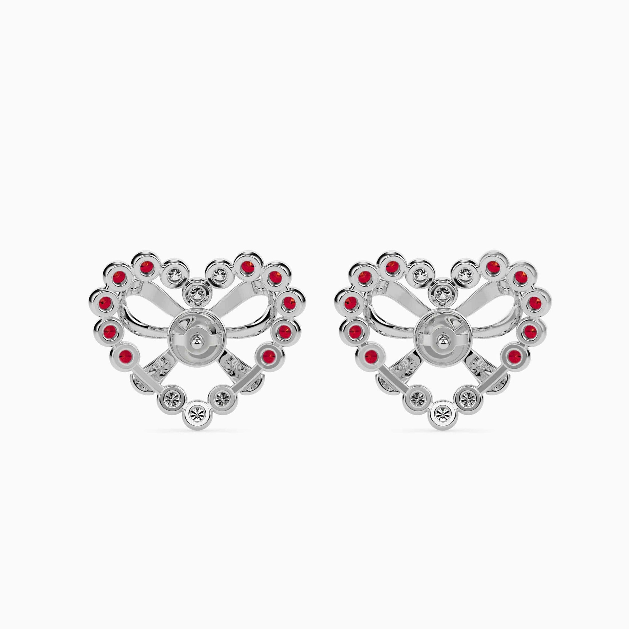 Jewelove™ Earrings Platinum Ruby & Diamond Heart Earrings JL PT E 18026