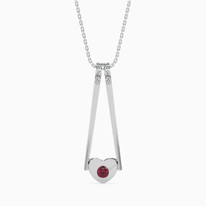 Jewelove™ Pendants SI IJ Platinum Ruby Heart Pendant with Diamond for Women JL PT P 18016