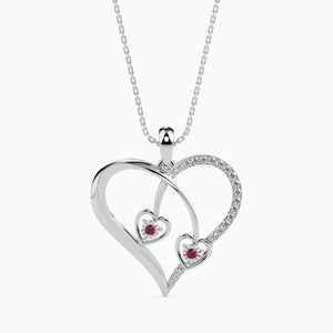 Jewelove™ Pendants SI IJ Platinum Ruby Heart Pendant with Diamond for Women JL PT P 18022