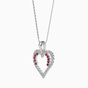 Jewelove™ Pendants Platinum Ruby Heart Pendant with Diamond for Women JL PT P 18029