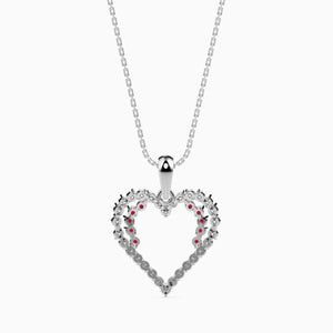 Jewelove™ Pendants Platinum Ruby Heart Pendant with Diamond for Women JL PT P 18029