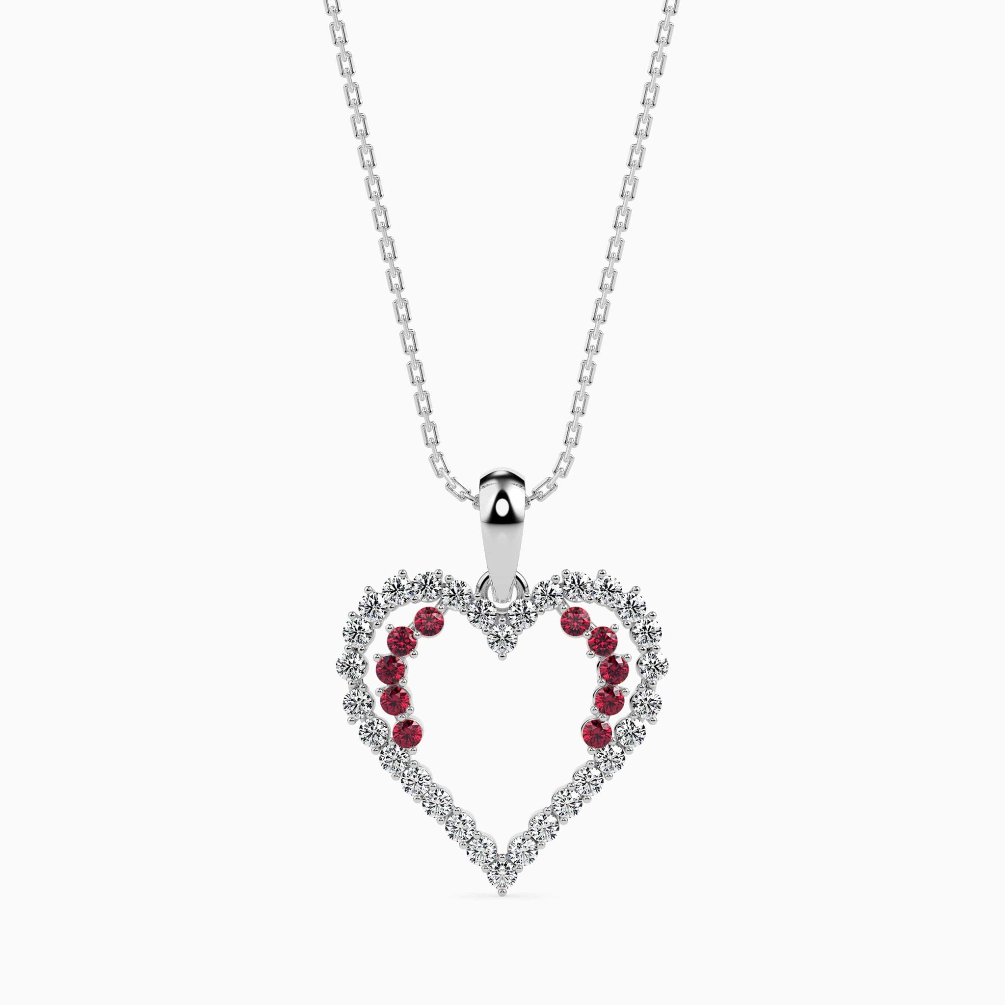 Jewelove™ Pendants SI IJ Platinum Ruby Heart Pendant with Diamond for Women JL PT P 18029