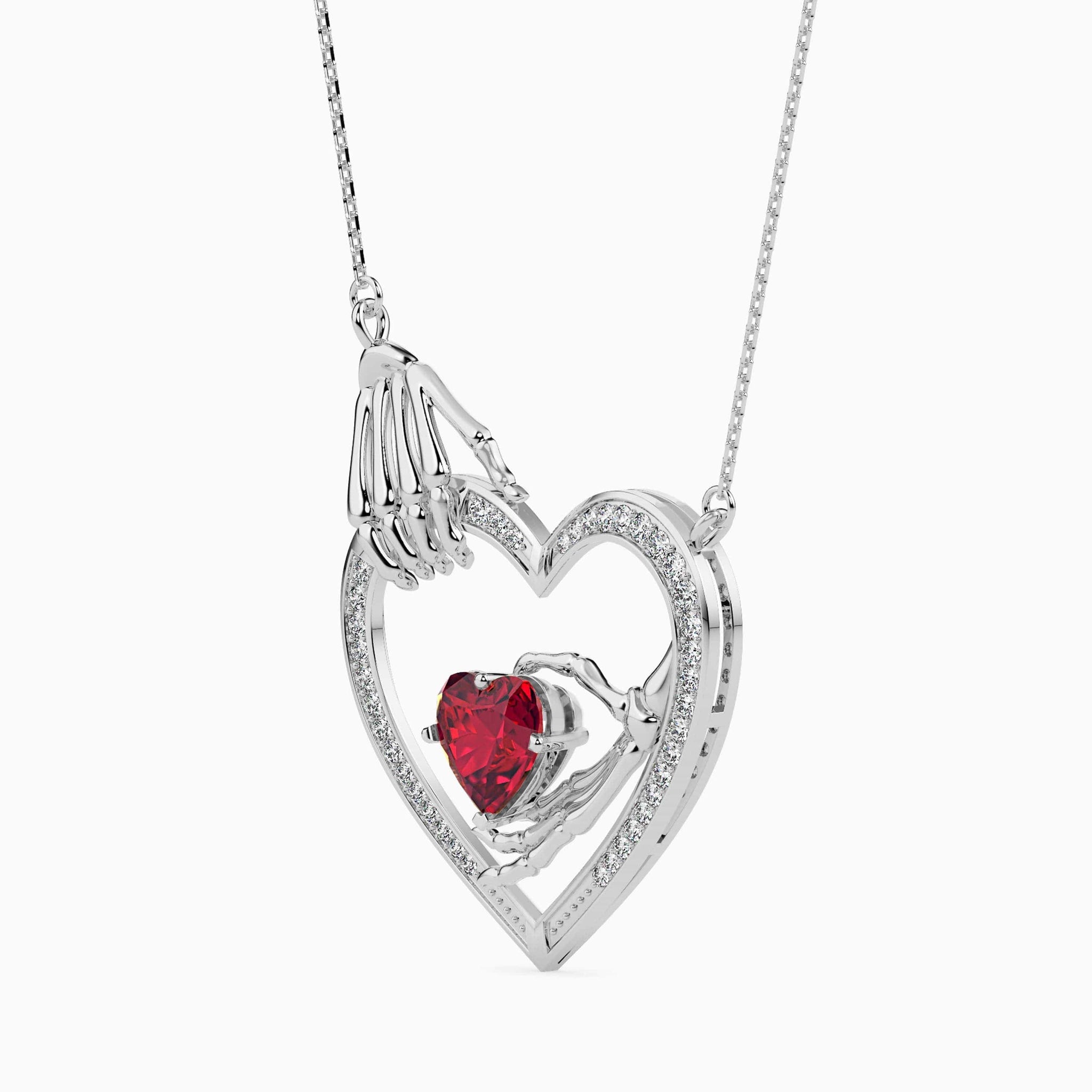 Jewelove™ Pendants Platinum Ruby Heart Pendant with Diamond for Women JL PT P 18038