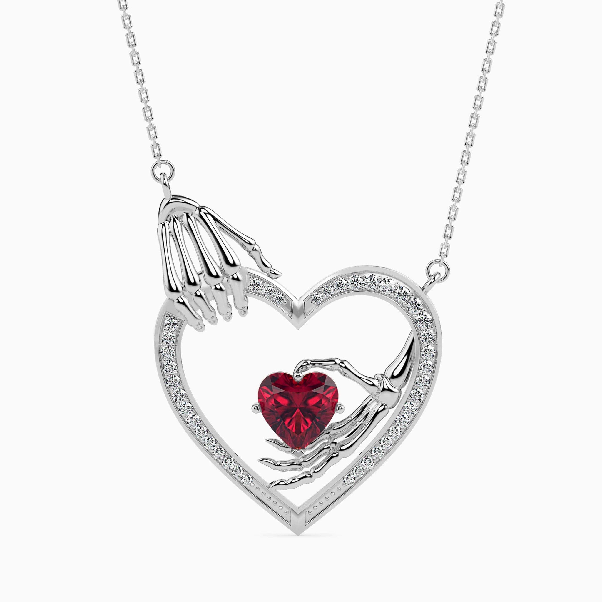 Jewelove™ Pendants SI IJ Platinum Ruby Heart Pendant with Diamond for Women JL PT P 18038