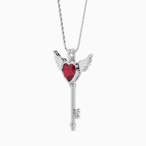 Jewelove™ Pendants Platinum Ruby Heart Wings Pendant with Diamond for Women JL PT P 18035