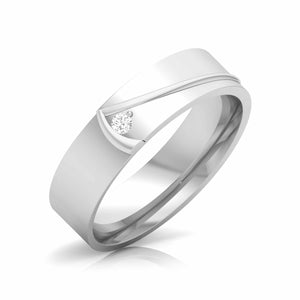 Jewelove™ Rings Men's Band only / SI IJ Platinum Single Diamond Unisex Ring JL PT CB 55