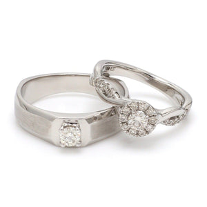 Jewelove™ Rings Platinum Solitaire Couple Rings JL PT 983