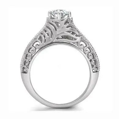 Jewelove™ Rings Women's Band only Platinum Solitaire Engagement Ring with Filigree JL PT 506