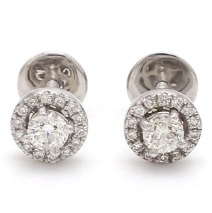 Jewelove™ Earrings SI IJ Platinum Solitaire Halo Earrings JL PT E 183