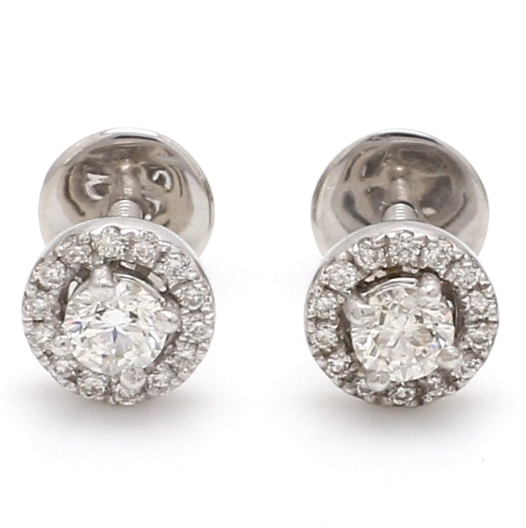 Jewelove™ Earrings SI IJ Platinum Solitaire Halo Earrings JL PT E 183