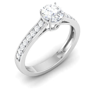 Jewelove™ Rings Women's Band only Platinum Solitaire Setting with Diamond Shank for Women JL PT 512-M