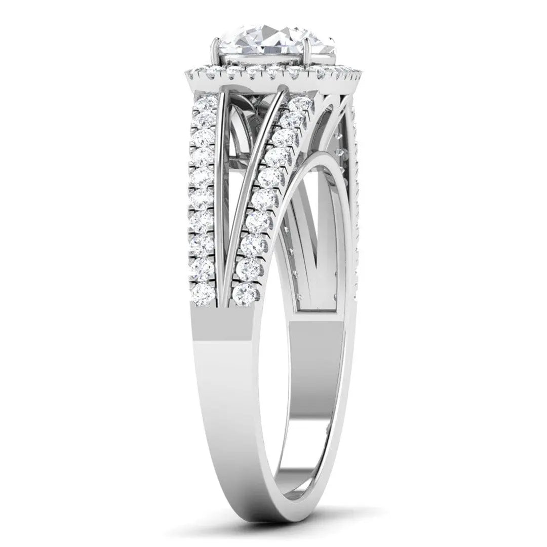 Jewelove™ Rings Women's Band only Platinum Solitaire Setting with Double Shank Diamonds JL PT 513-M