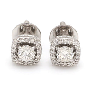 Jewelove™ Earrings Platinum Solitaire Square Halo Earrings JL PTE 325