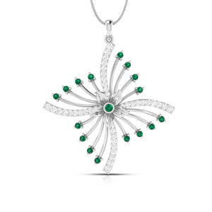 Jewelove™ Pendants Green Platinum with Diamond Pendant for Women JL PT P NL8581