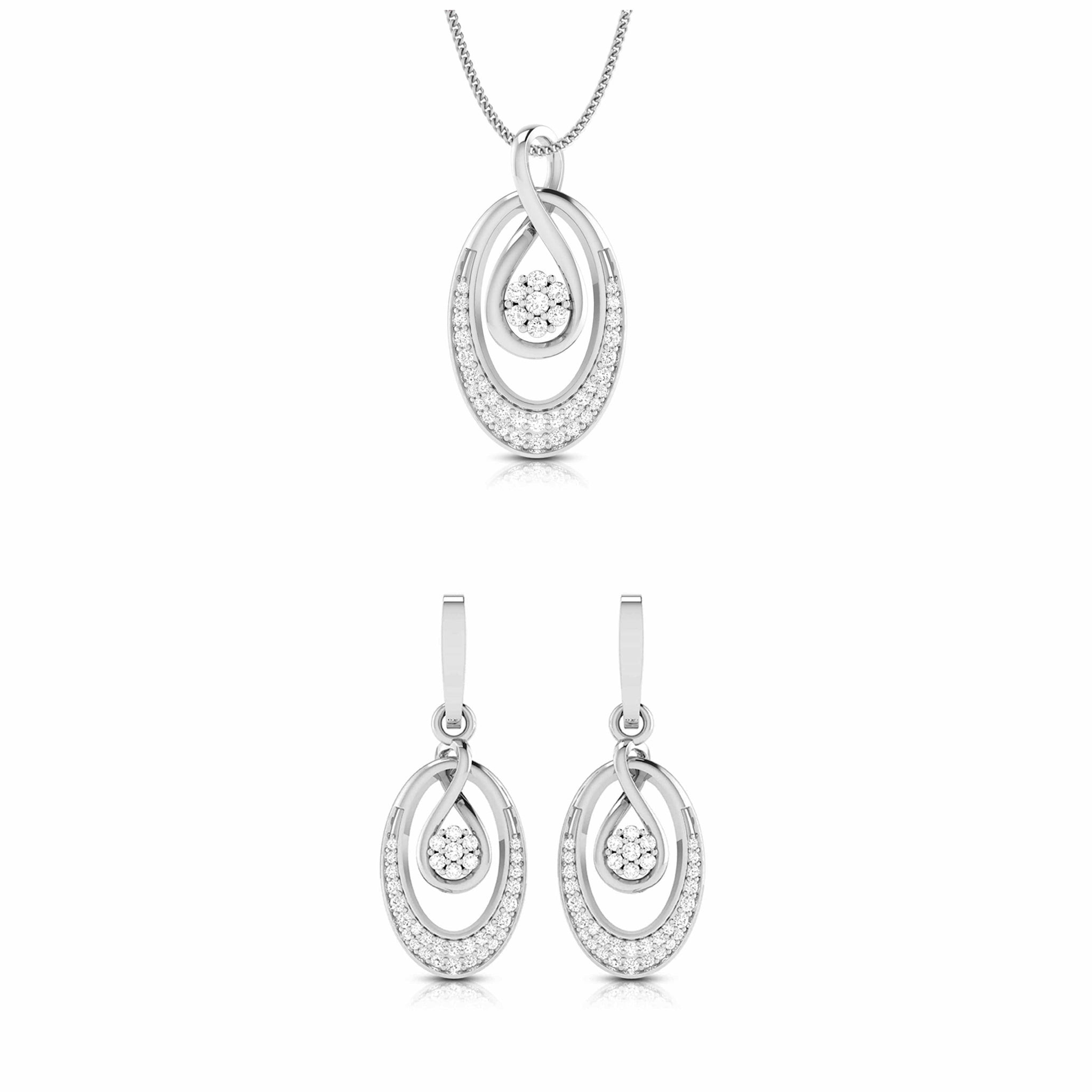 Jewelove™ Pendants & Earrings Pendant Set Platinum with Diamond Pendant Set for Women JL PT P 2444