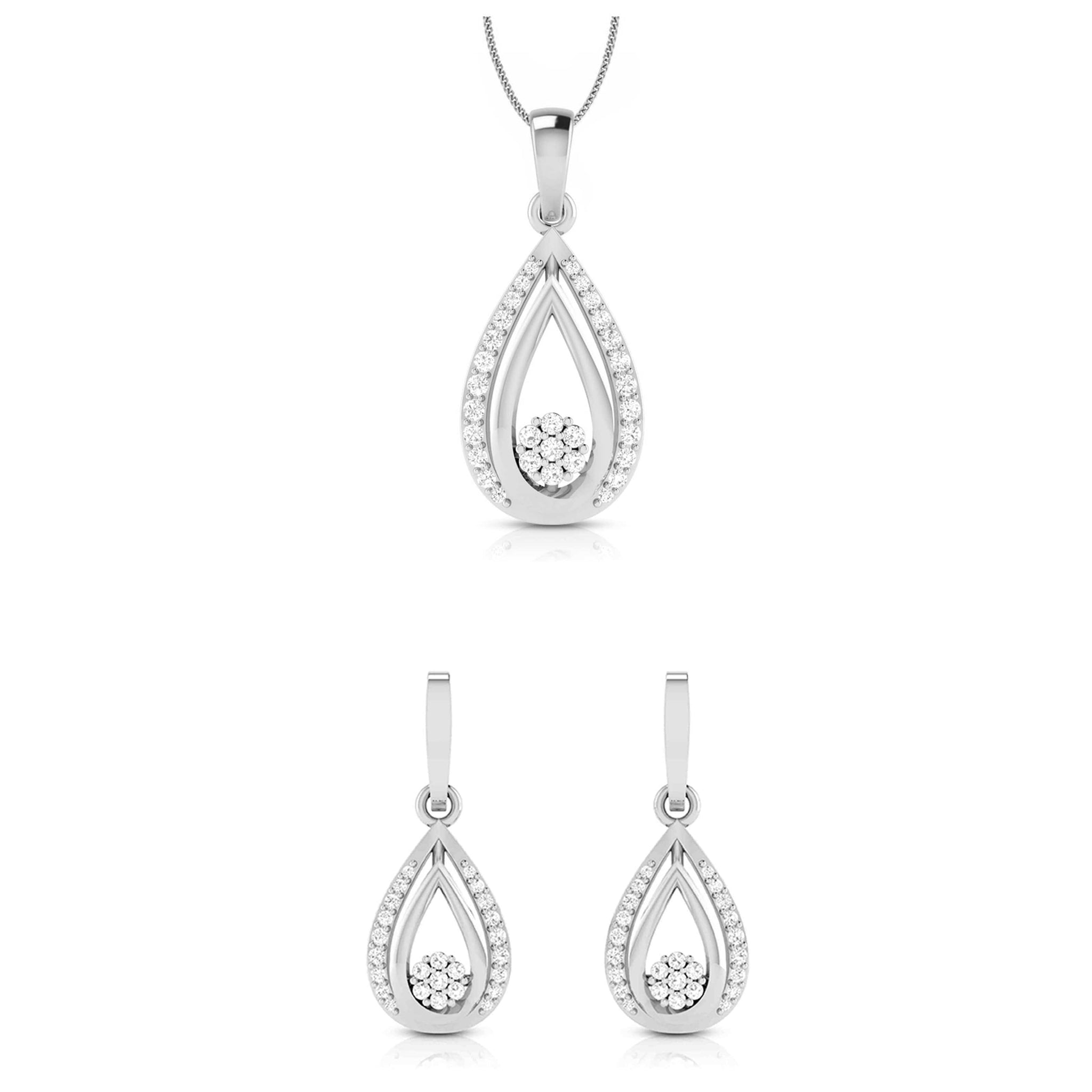 Jewelove™ Pendants & Earrings Pendant Set Platinum with Diamond Pendant Set for Women JL PT P 2454