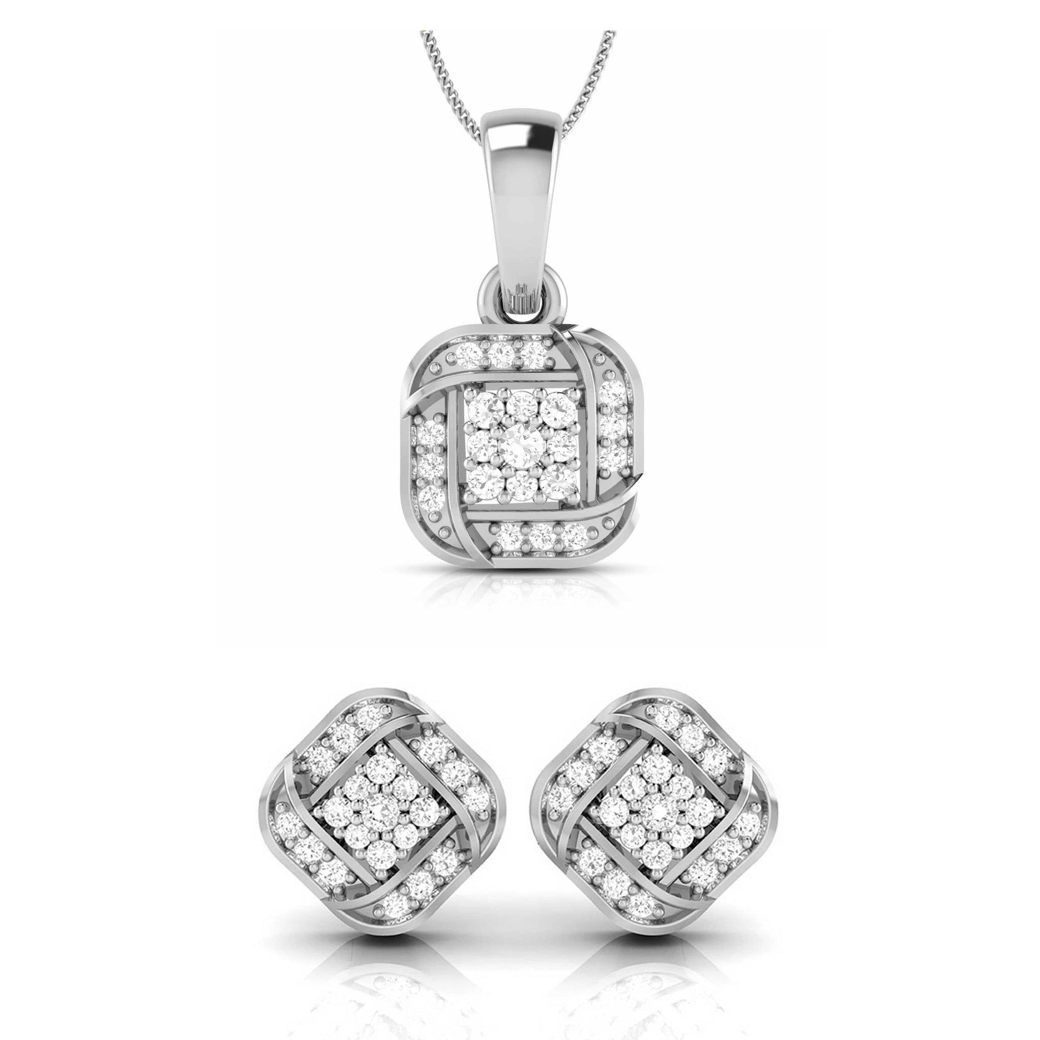 Jewelove™ Pendants & Earrings Pendant Set Platinum with Diamond Pendant Set for Women JL PT P 2455