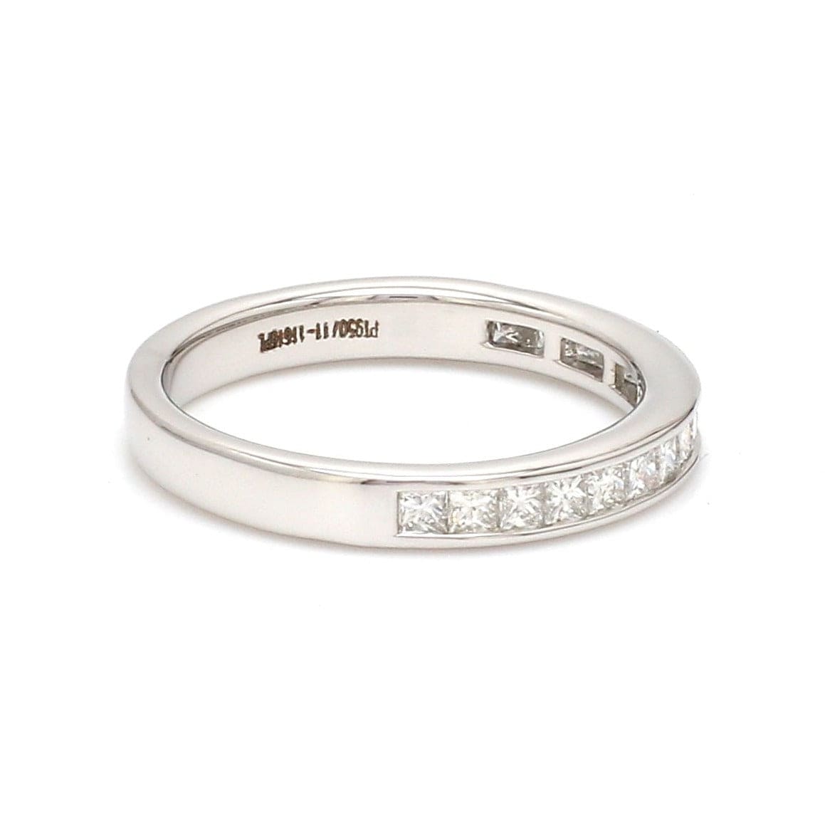 Jewelove™ Rings VS-SI GH / Women's Band only Princess Cut Diamond Platinum Half Eternity Wedding Band for Women JL PT 1005