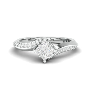 Jewelove™ Rings Women's Band only Princess Cut Solitaire-look Platinum Engagement Ring for Women JL PT 1010