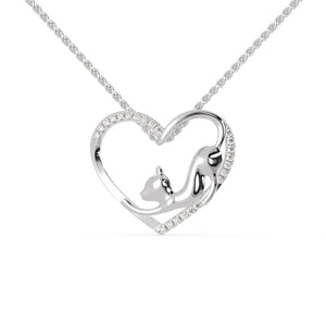 Jewelove™ Pendants SI IJ Prowling Cat Platinum Diamond Heart Pendant for Women JL PT P 1279