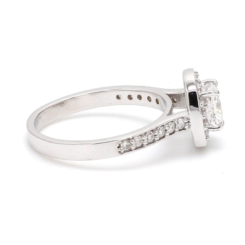 Jewelove™ Women’s Band only Raised Halo Solitaire Engagement Platinum Ring with Cushion Cut JL PT 661