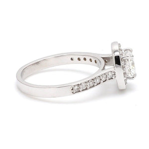 Jewelove™ Women’s Band only Raised Halo Solitaire Engagement Platinum Ring with Cushion Cut JL PT 661