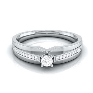 Jewelove™ Rings Raised Platinum Diamond 15-Pointer Engagement Ring for Women JL PT R-40