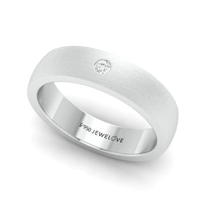 Jewelove™ Rings Men's Band only / SI IJ Ready to Ship Classic Matte Finish Single Diamond Platinum Ring JL PT 679 Ring Size 21