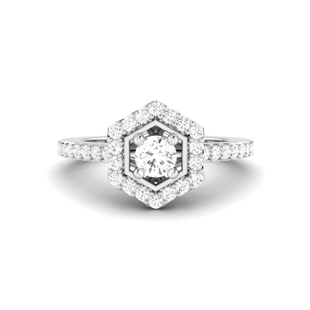 Jewelove™ Rings Ready to Ship - Ring Size 10, Designer 20-Pointer Hexagonal Platinum Solitaire Ring JL PT 981