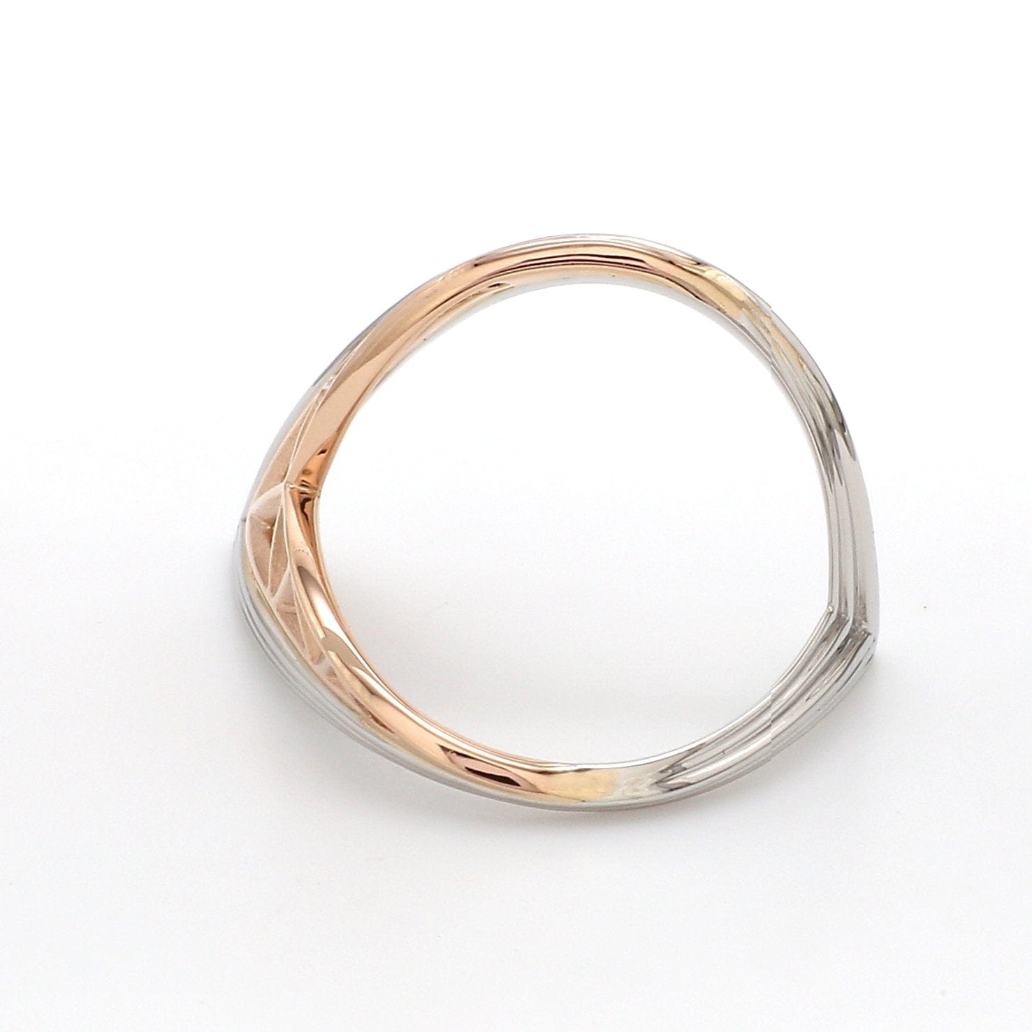 Jewelove™ Rings Women's Band only Ready to Ship - Ring Size 12, Designer V -shape Platinum & Rose Gold Cocktail Ring for Women JL PT 967