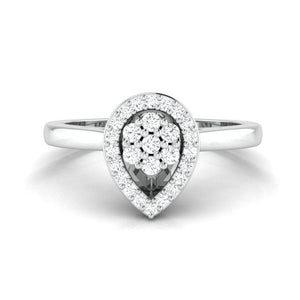 Jewelove™ Rings Ready to Ship - Ring Size 12, Pressure-set Solitaire Look Pear Shape Platinum Ring with Diamonds for Women JL PT 972