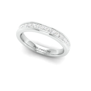 Jewelove™ Rings VS-SI GH / Women's Band only Ready to Ship - Ring Size 13, Princess Cut Diamond Platinum Half Eternity Wedding Band for Women JL PT 1005