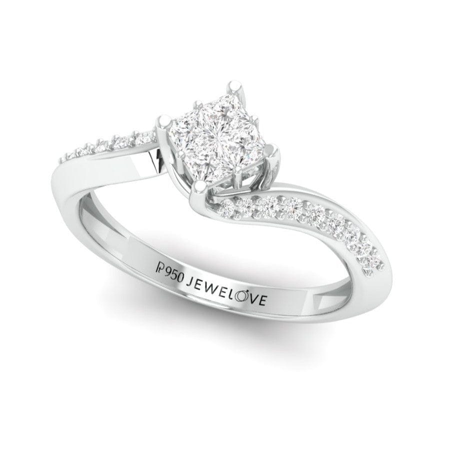 Jewelove™ Rings Women's Band only Ready to Ship - Ring Size 13, Princess Cut Solitaire-look Platinum Engagement Ring for Women JL PT 1010