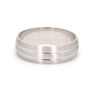 back view of Simple Platinum Ring for Him with 2 Line Grooves JL PT 568