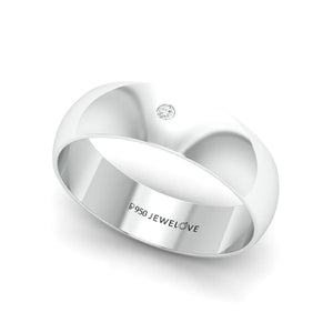 Jewelove™ Rings Ready to Ship - Ring Size 21, 5mm Single Diamond Platinum Love Bands JL PT 630