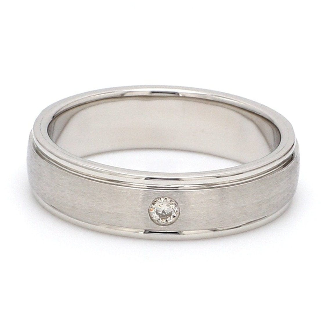 Jewelove™ Rings Ready to Ship - Ring Size 21, Single Diamond Platinum Band for Men with Matte Finish JL PT 668