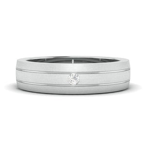 Jewelove™ Rings Men's Band only / SI IJ Ready to Ship - Ring Size 22, Single Diamond Matte Finish Platinum Band for Men JL PT 665