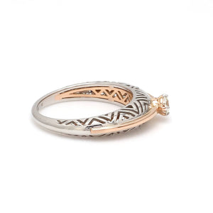 Side View of Platinum & Rose Gold Couple Rings with Single Diamonds for Women JL PT 952