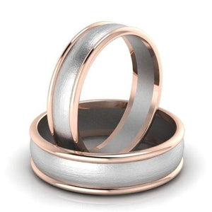 Jewelove™ Rings Ready to Ship - Ring Sizes 13, 22 Classic Plain Platinum Couple Rings With a Rose Gold Border JL PT 633