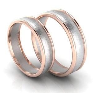 Jewelove™ Rings Ready to Ship - Ring Sizes 13, 22 Classic Plain Platinum Couple Rings With a Rose Gold Border JL PT 633