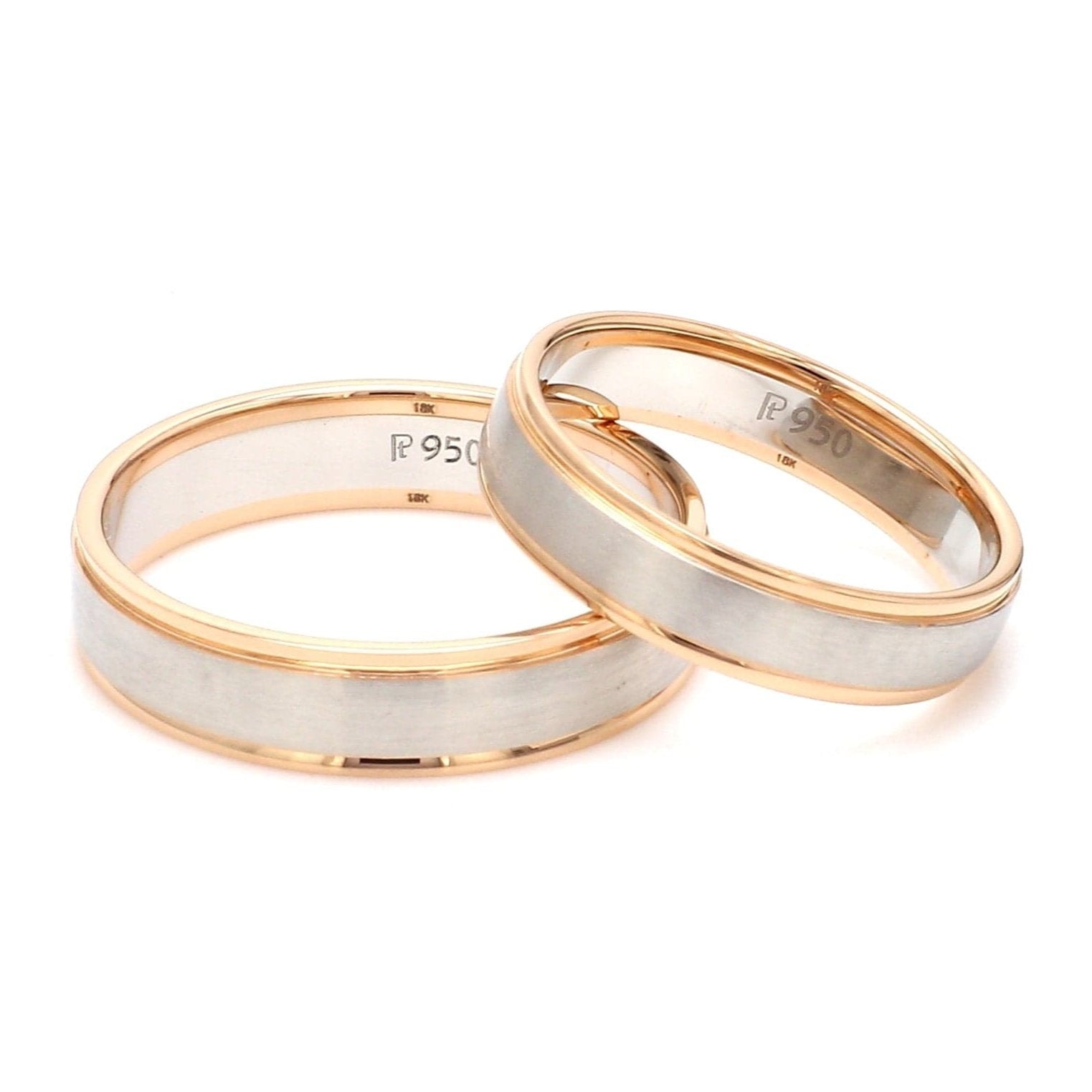 Jewelove™ Rings Ready to Ship - Ring Sizes 13, 22 Classic Plain Platinum Couple Rings With a Rose Gold Border JL PT 633