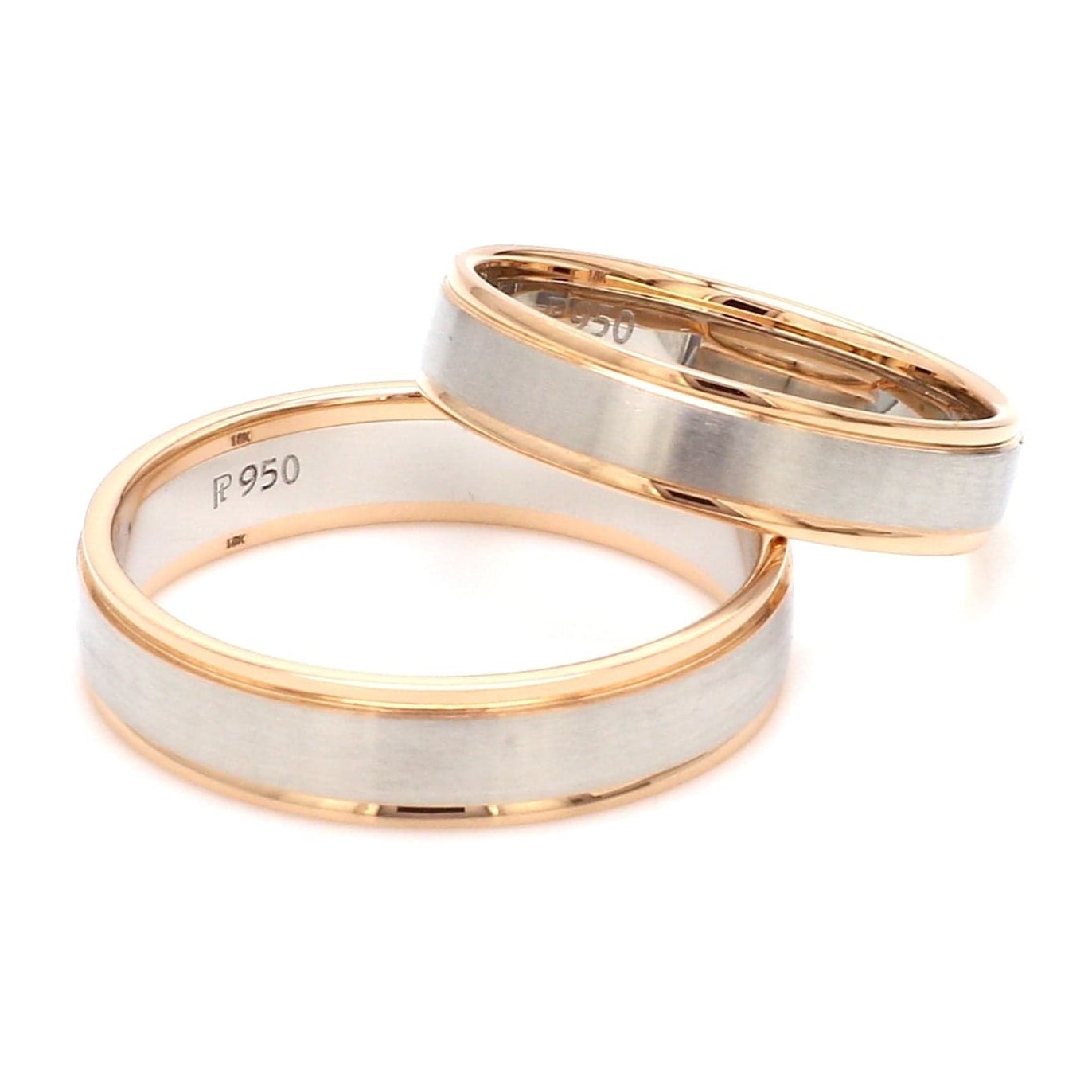 Jewelove™ Rings Ready to Ship - Ring Sizes 13, 22 Classic Plain Platinum Couple Rings With a Rose Gold Border JL PT 633