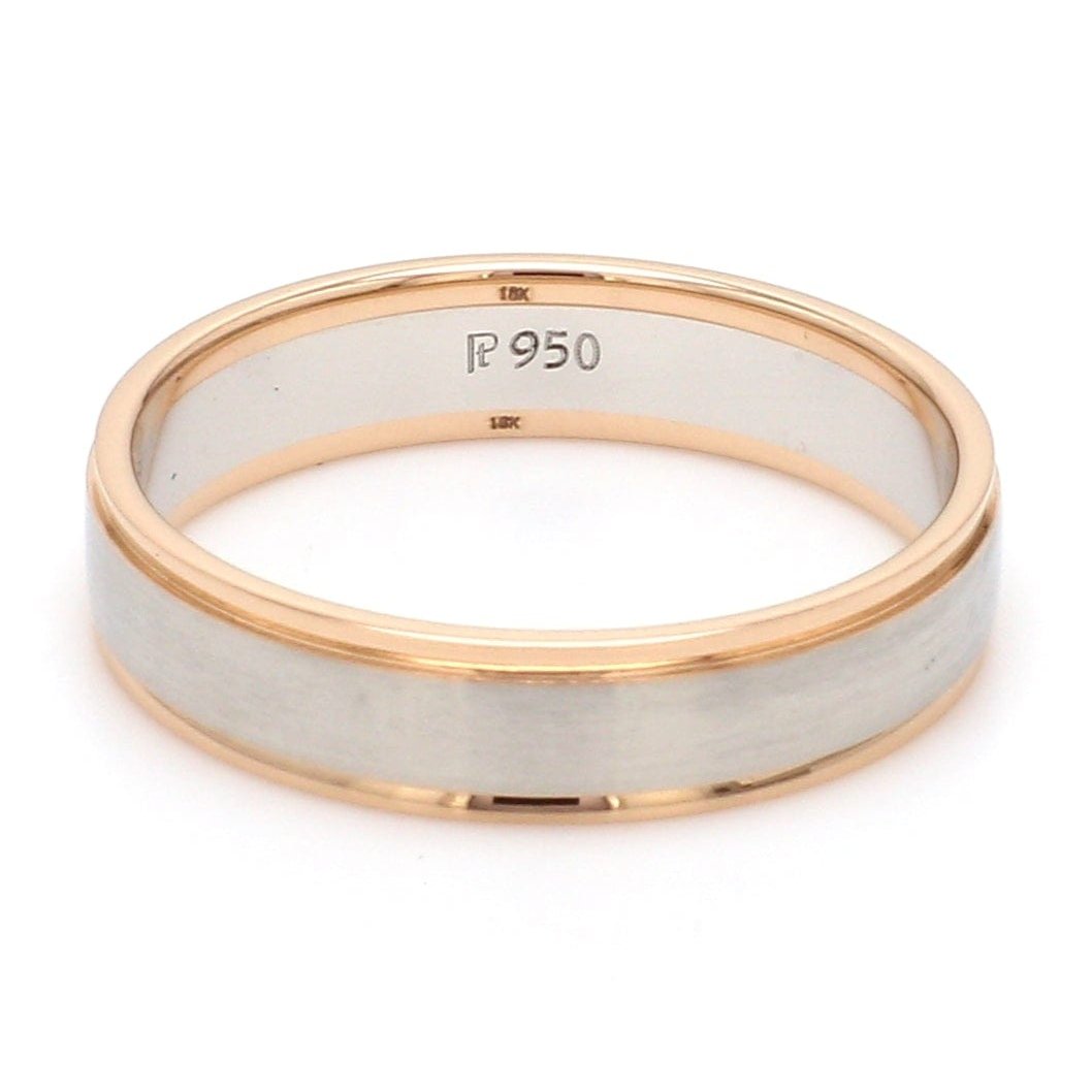 Jewelove™ Rings Ready to Ship - Ring Sizes 13, 22 Classic Plain Platinum Couple Rings With a Rose Gold Border JL PT 633