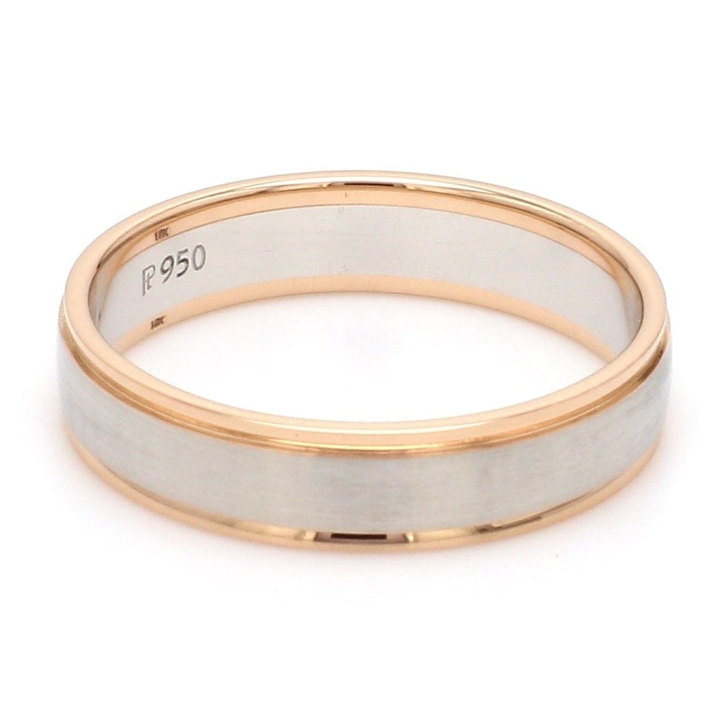 Jewelove™ Rings Ready to Ship - Ring Sizes 13, 22 Classic Plain Platinum Couple Rings With a Rose Gold Border JL PT 633